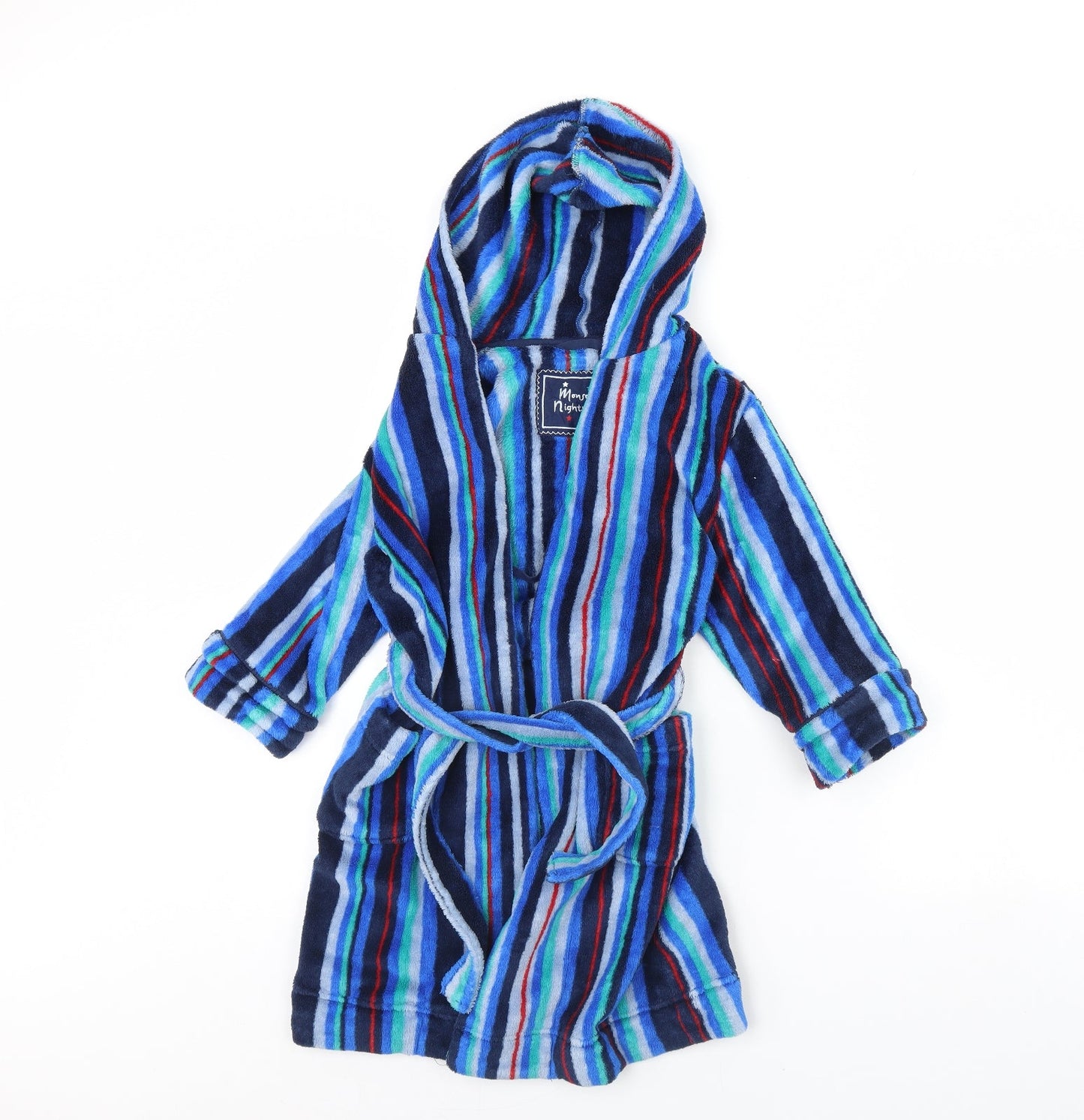 Monsoon Boys Blue Striped Fleece  Robe Size 4 Years