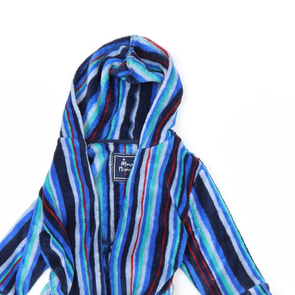 Monsoon Boys Blue Striped Fleece  Robe Size 4 Years