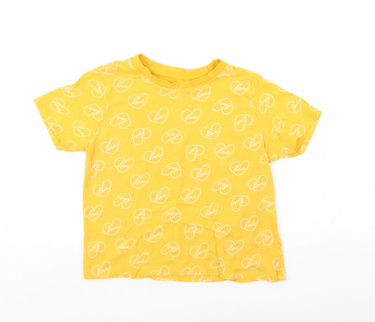 Primark Womens Yellow   Cropped T-Shirt Size S  - Love