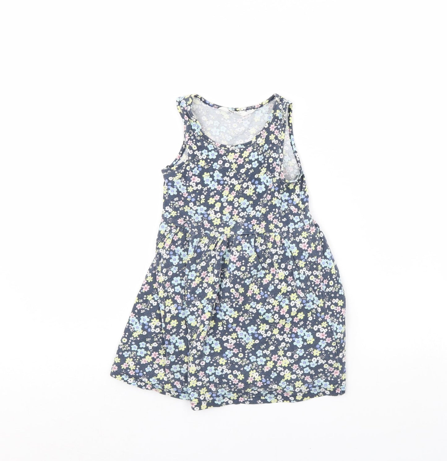 H&M Girls Blue Floral  Fit & Flare  Size 2 Years