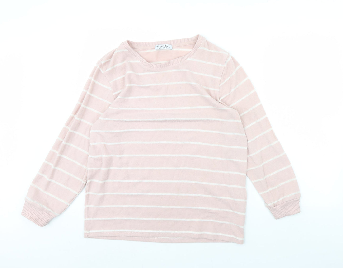Ginger Lily Womens Pink Striped  Pullover Jumper Size L