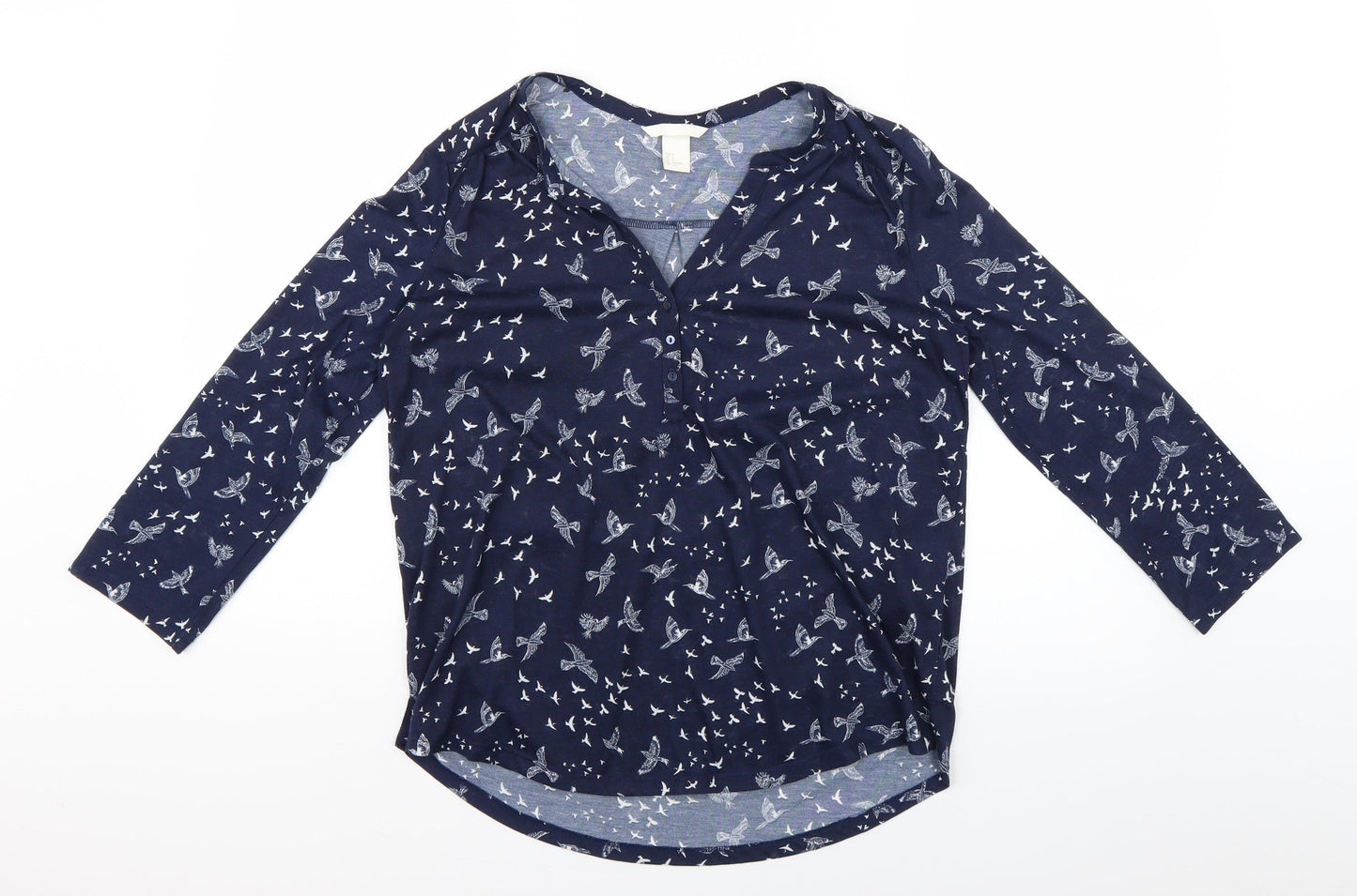 H&M Womens Blue Geometric  Basic Blouse Size 6  - birds