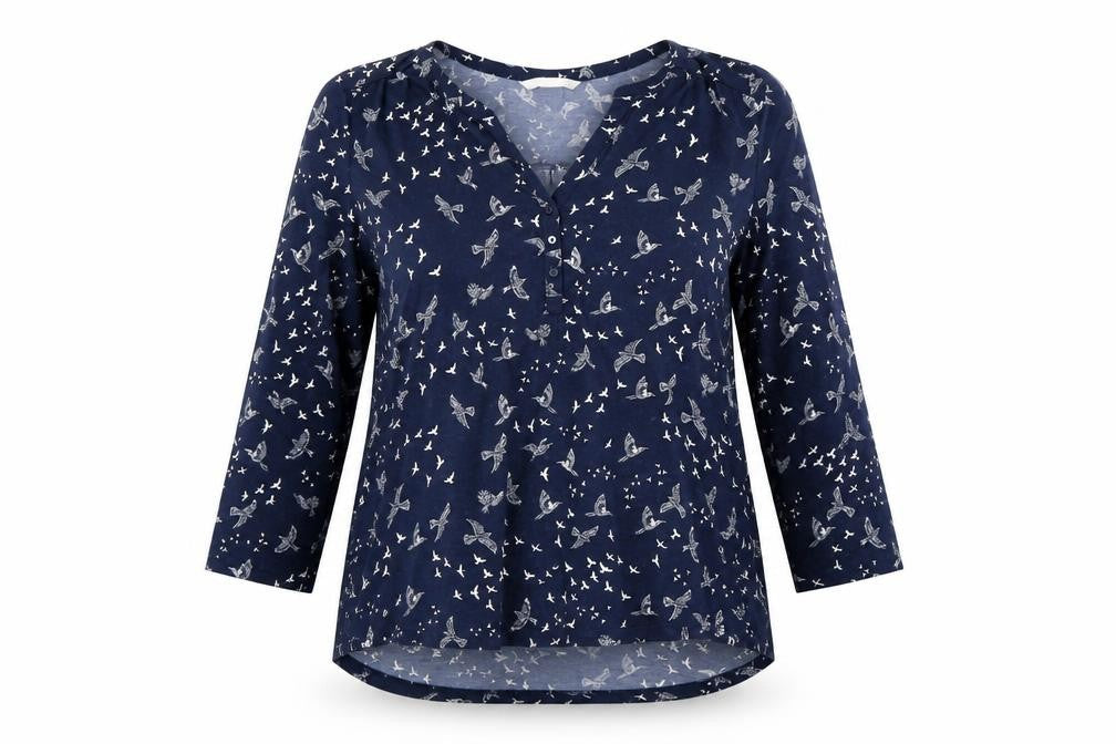 H&M Womens Blue Geometric  Basic Blouse Size 6  - birds