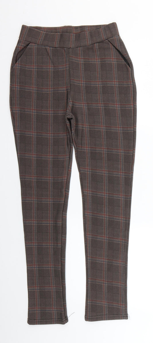 cc fashion Womens Brown Check  Chino Trousers Size S L25.5 in