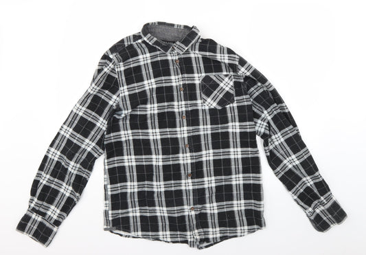 Brave Soul Mens Grey Check   Button-Up Size M
