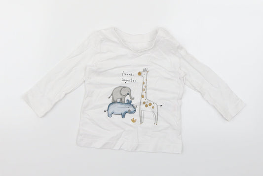 George Baby White Geometric  Pullover T-Shirt Size 6-9 Months