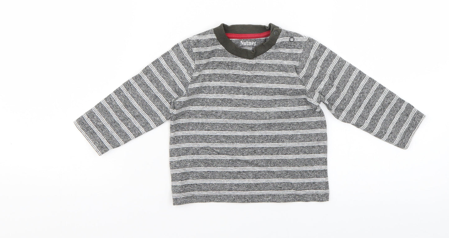 Nutmeg Baby Grey Striped  Basic T-Shirt Size 6-9 Months