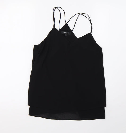 New Look Womens Black  Mesh Basic Blouse Size 8