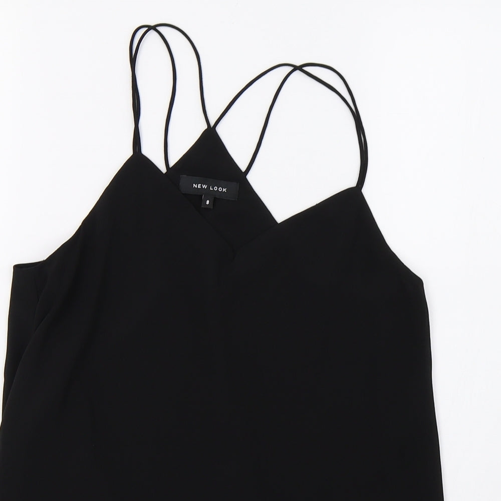 New Look Womens Black  Mesh Basic Blouse Size 8