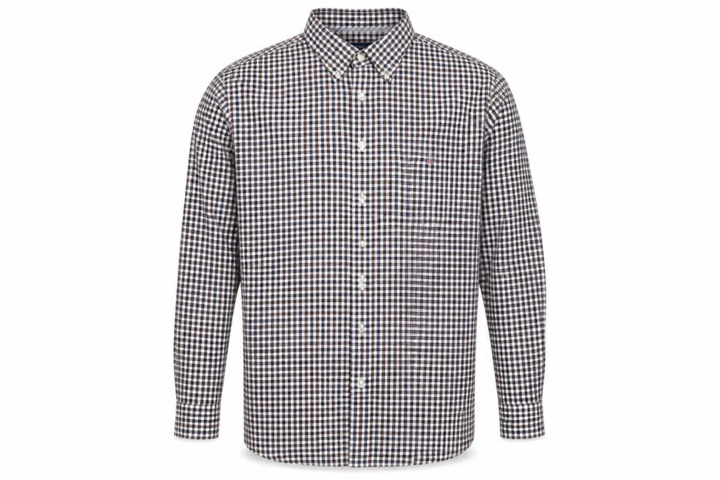 light flannel Mens Brown Check   Polo Size XL