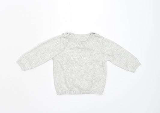 M&S Baby Grey  Knit Pullover Jumper Size 3-6 Months