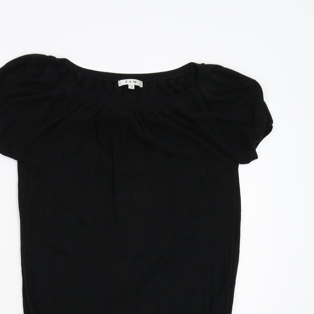 J&W Womens Black  Knit Pullover Jumper Size M
