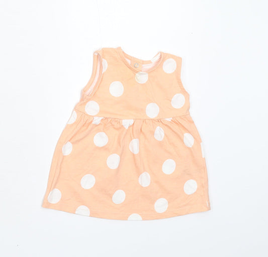 George Girls Orange Polka Dot  T-Shirt Dress  Size 0-3 Months