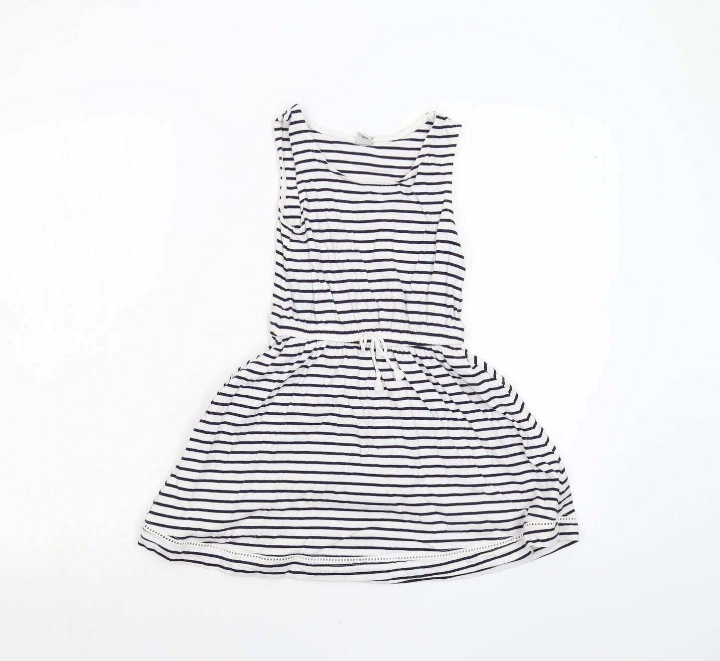 TU Girls White Striped  Fit & Flare  Size 7 Years