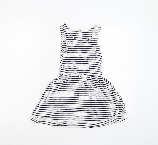TU Girls White Striped  Fit & Flare  Size 7 Years