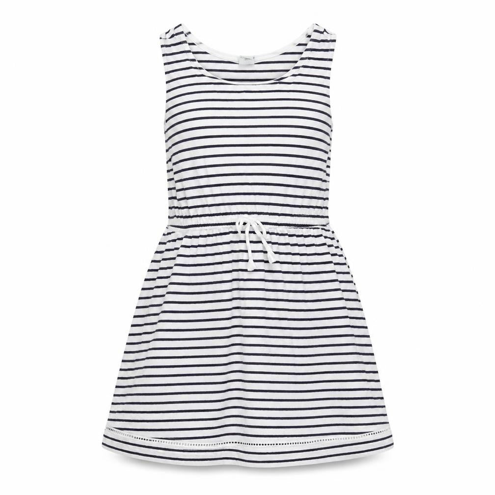 TU Girls White Striped  Fit & Flare  Size 7 Years