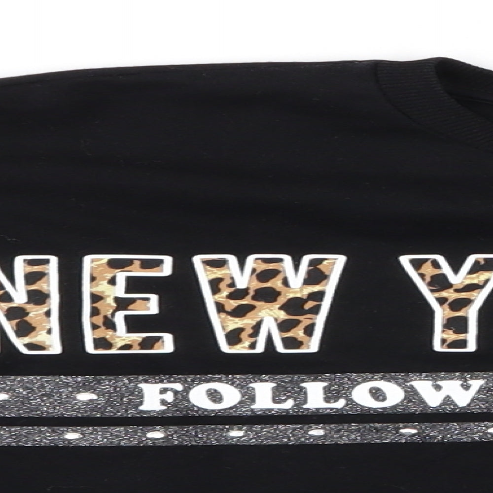 Primark Girls Black   Pullover Jumper Size 12-13 Years  - New York Vibes Follow Dreams