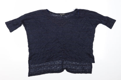 Additional front view of Miss Selfridge women’s black basic blouse, size UK 8, - miss selfridge slight glitter effect