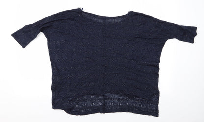 Back view of Miss Selfridge women’s black basic blouse, size UK 8, - miss selfridge slight glitter effect