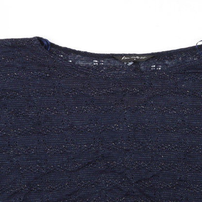 Close-up detail of Miss Selfridge women’s black basic blouse, size UK 8, - miss selfridge slight glitter effect