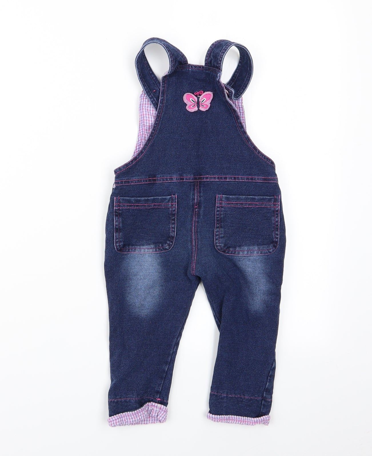 Kidscoolspace Girls Blue Animal Print  Dungaree One-Piece   - Rabbit Logo