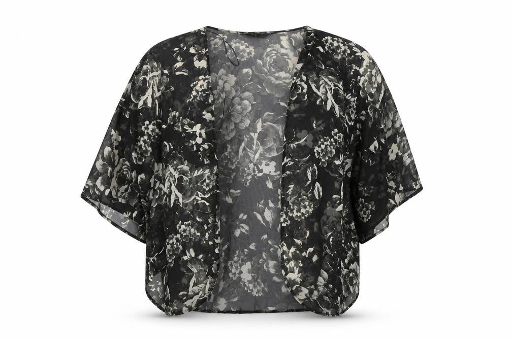 New Look Womens Black Floral  Cardigan Jumper Size 12