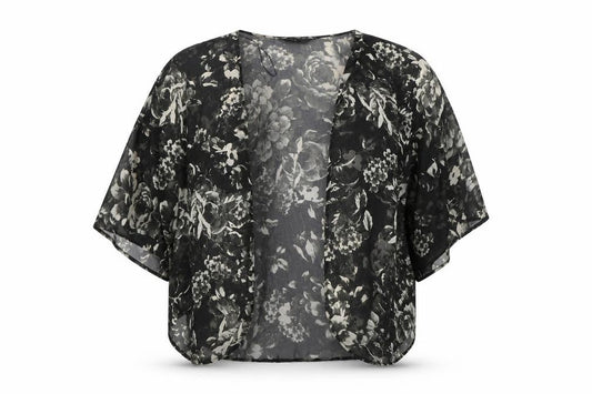 New Look Womens Black Floral  Cardigan Jumper Size 12