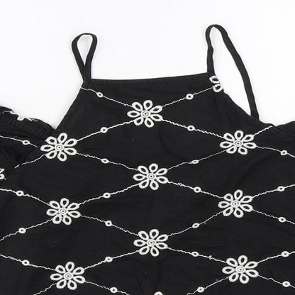 Close-up detail of New Look girls’ black basic blouse, size 11, years
