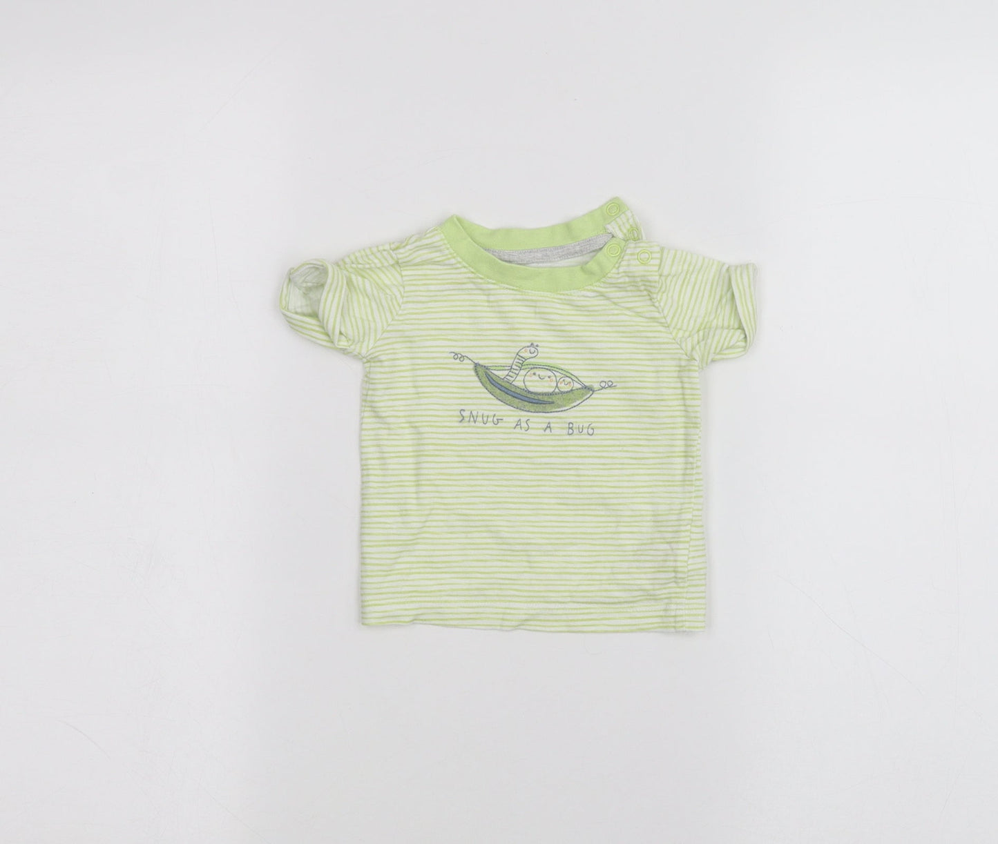 Mothercare Baby Green Striped  Basic T-Shirt Size 3-6 Months