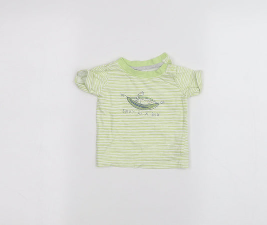 Mothercare Baby Green Striped  Basic T-Shirt Size 3-6 Months