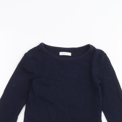 Close-up detail of Next girls’ blue basic t-shirt, size 3, years