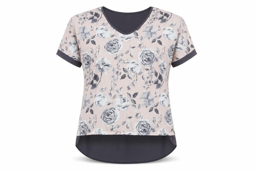 Papaya Womens Blue Floral  Basic T-Shirt Size 10