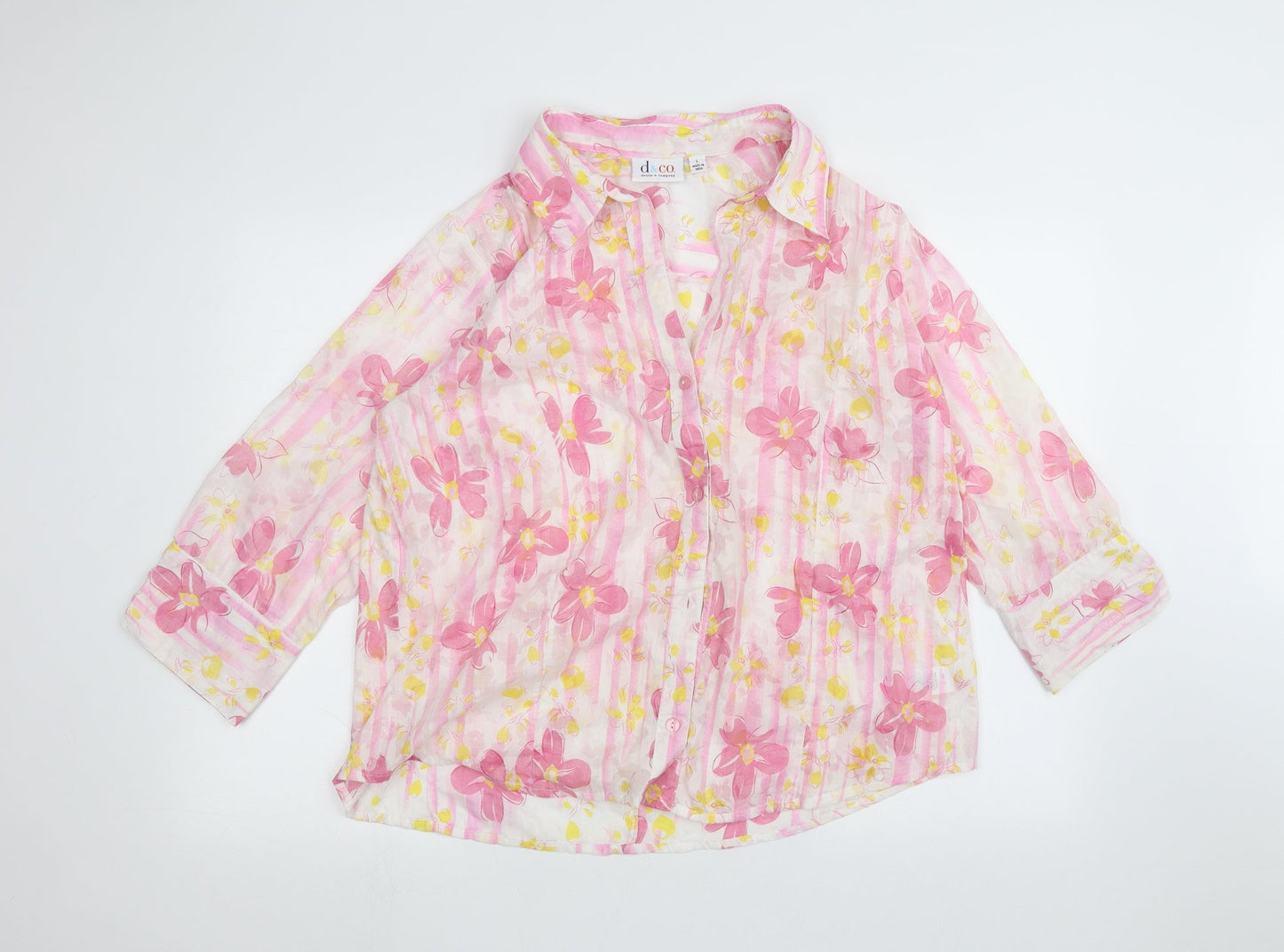 D&Co. Womens White   Basic Button-Up Size L