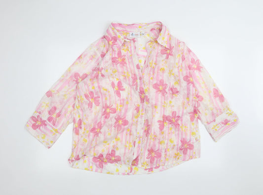 D&Co. Womens White   Basic Button-Up Size L