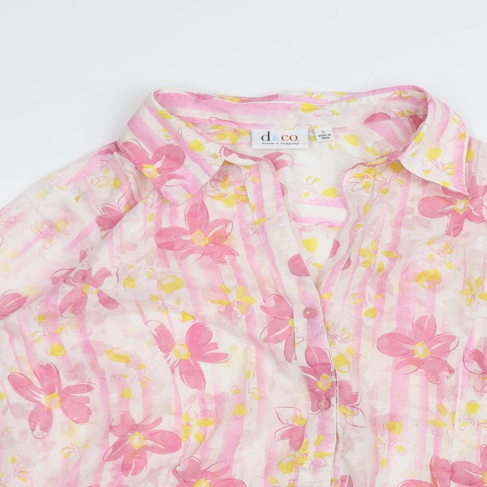 D&Co. Womens White   Basic Button-Up Size L