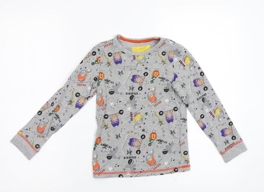 M&S Girls Grey   Top Pyjama Top Size 6-7 Years  - Circus Animals