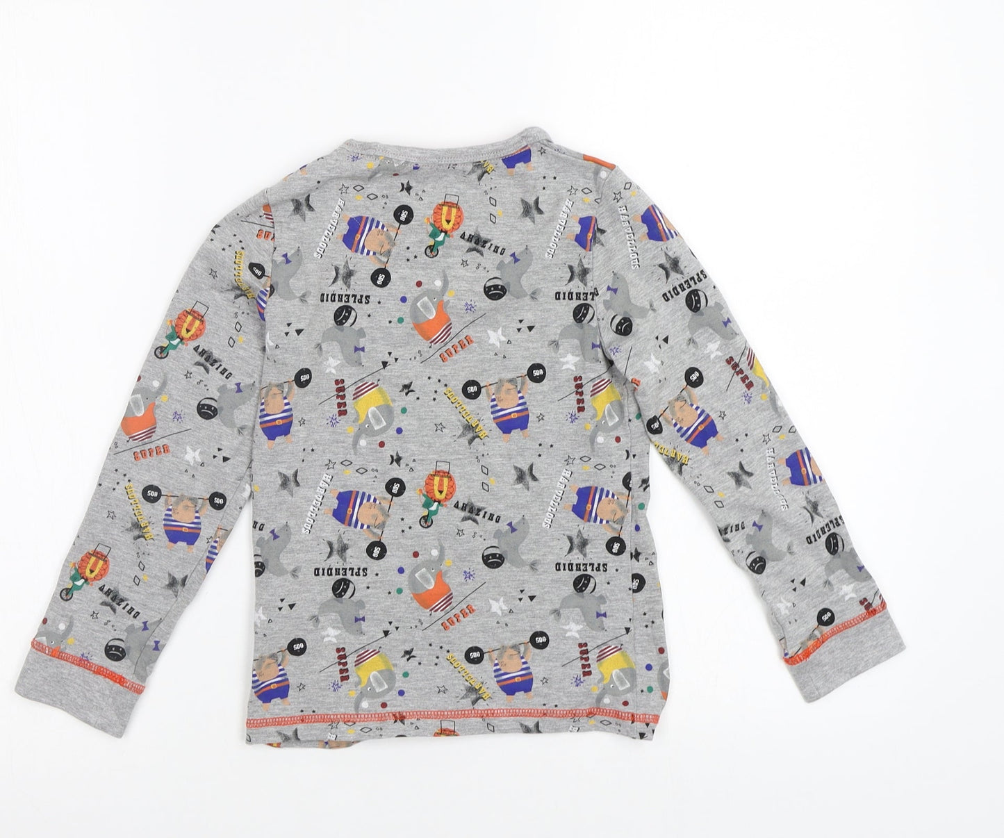 M&S Girls Grey   Top Pyjama Top Size 6-7 Years  - Circus Animals