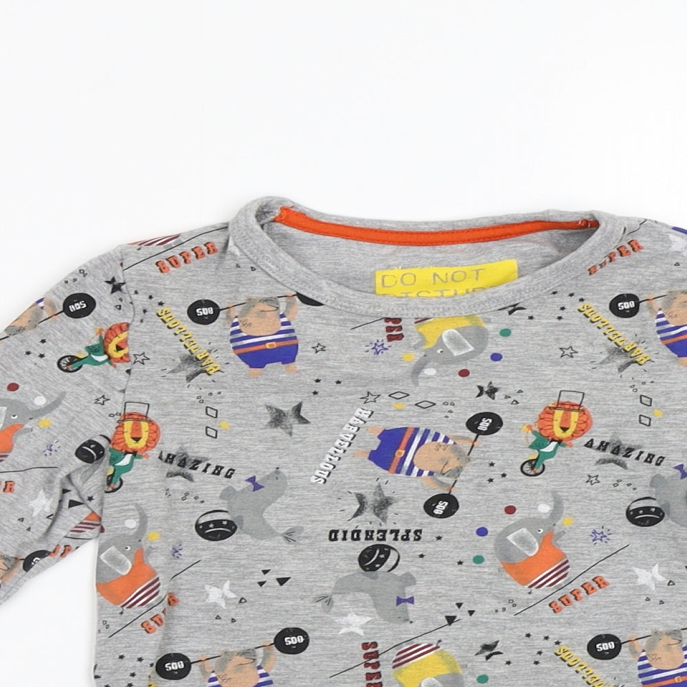 M&S Girls Grey   Top Pyjama Top Size 6-7 Years  - Circus Animals