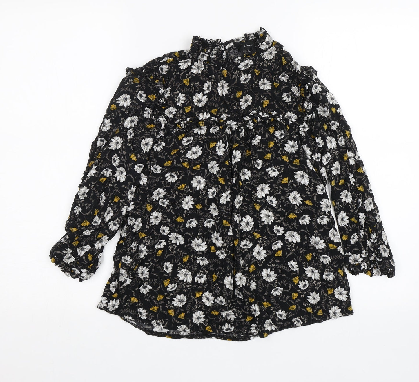 Atmosphere Womens Black Floral  Basic Blouse Size 8