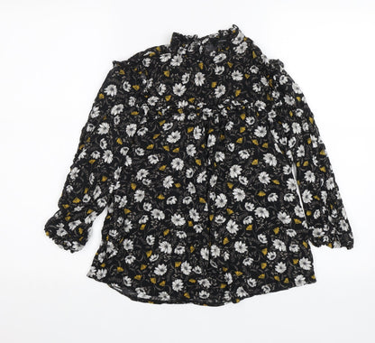 Additional front view of Atmosphere women’s black floral basic blouse, size UK 8