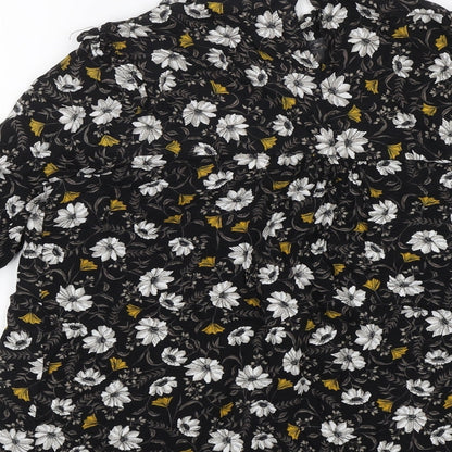 Brand and care label for Atmosphere women’s black floral basic blouse, size UK 8