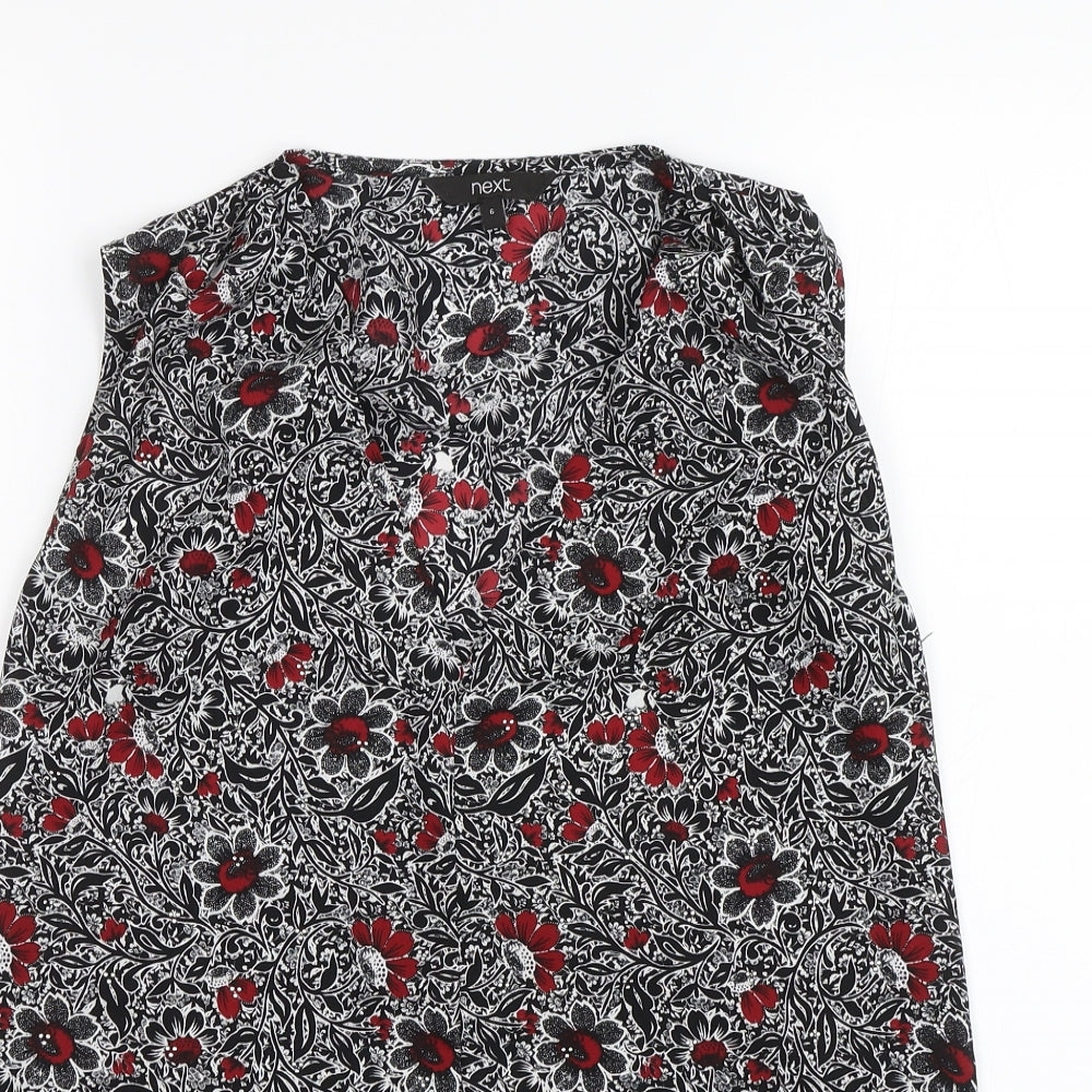 NEXT Womens Black Floral  Basic Blouse Size 6