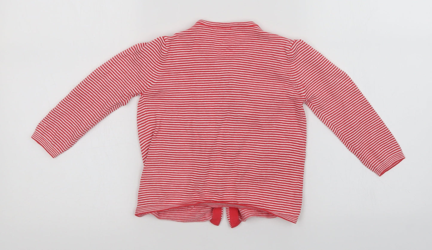 F&F Girls Red Striped  Cardigan Jumper Size 12-18 Months