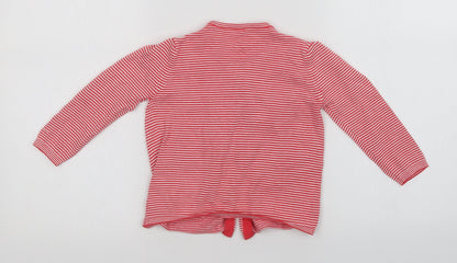 Back view of F&F girls’ red striped cardigan jumper, size 12-18, months
