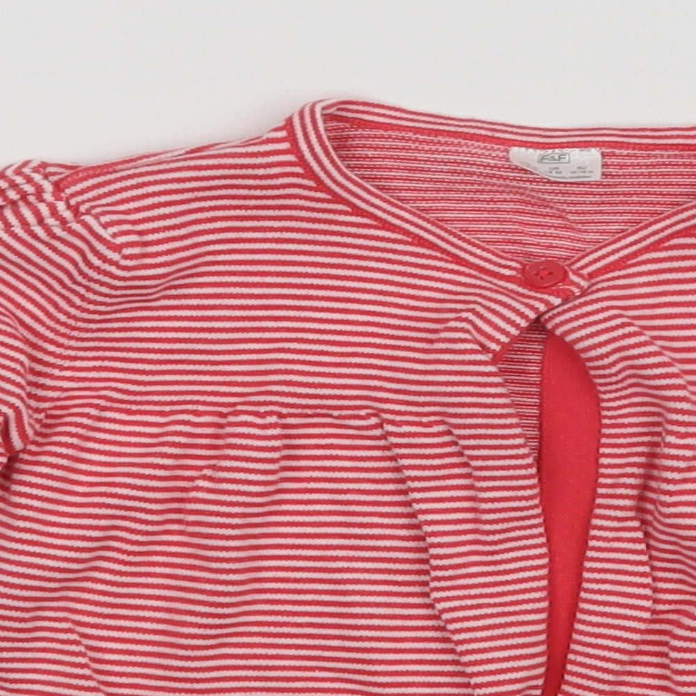 F&F Girls Red Striped  Cardigan Jumper Size 12-18 Months