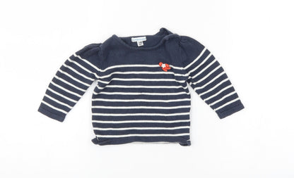 Additional front view of Vertbaudet Baby Blue Spotted jumper, size 9-12, Months
