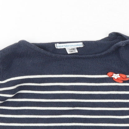 Close-up detail of Vertbaudet Baby Blue Spotted jumper, size 9-12, Months