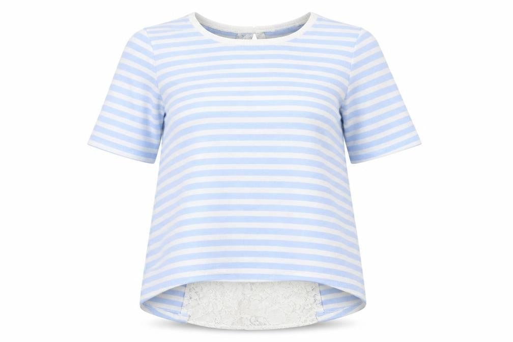 Preworn Womens Blue Striped  Pullover Jumper Size M  - lace back