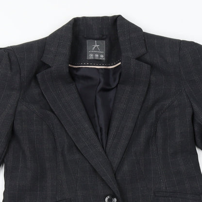Close-up detail of Atmosphere women’s grey jacket blazer, size UK 10