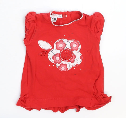 Minicone Girls Red   Basic T-Shirt Size 9-12 Months